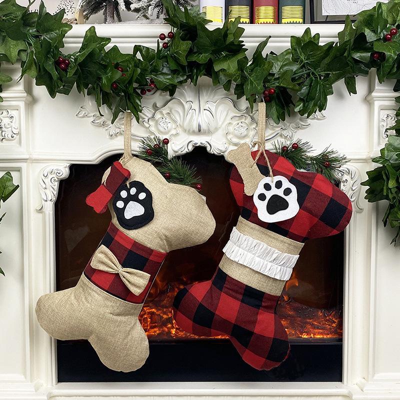 Checkered BonesChristmas Socks, Gift Bags, Christmas Decorations
