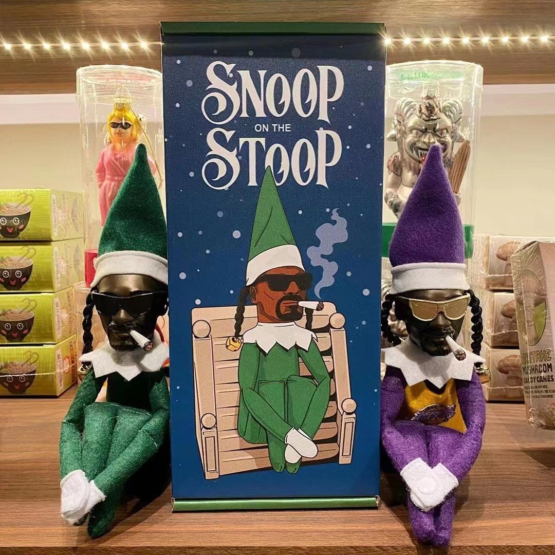 Snoop on a Stoop Christmas Doll Sale, 2 Colors to Choose, Green snoop on a stoop and purple snoop on a stoop doll.