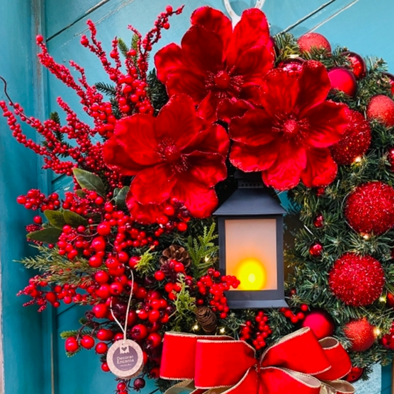 Safflower&Wind Lantern Door Wreath