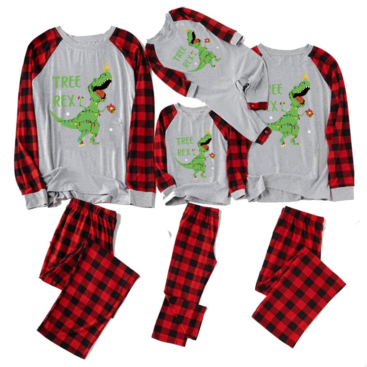 Family Matching Dinosaur Print Christmas Pajamas Sets