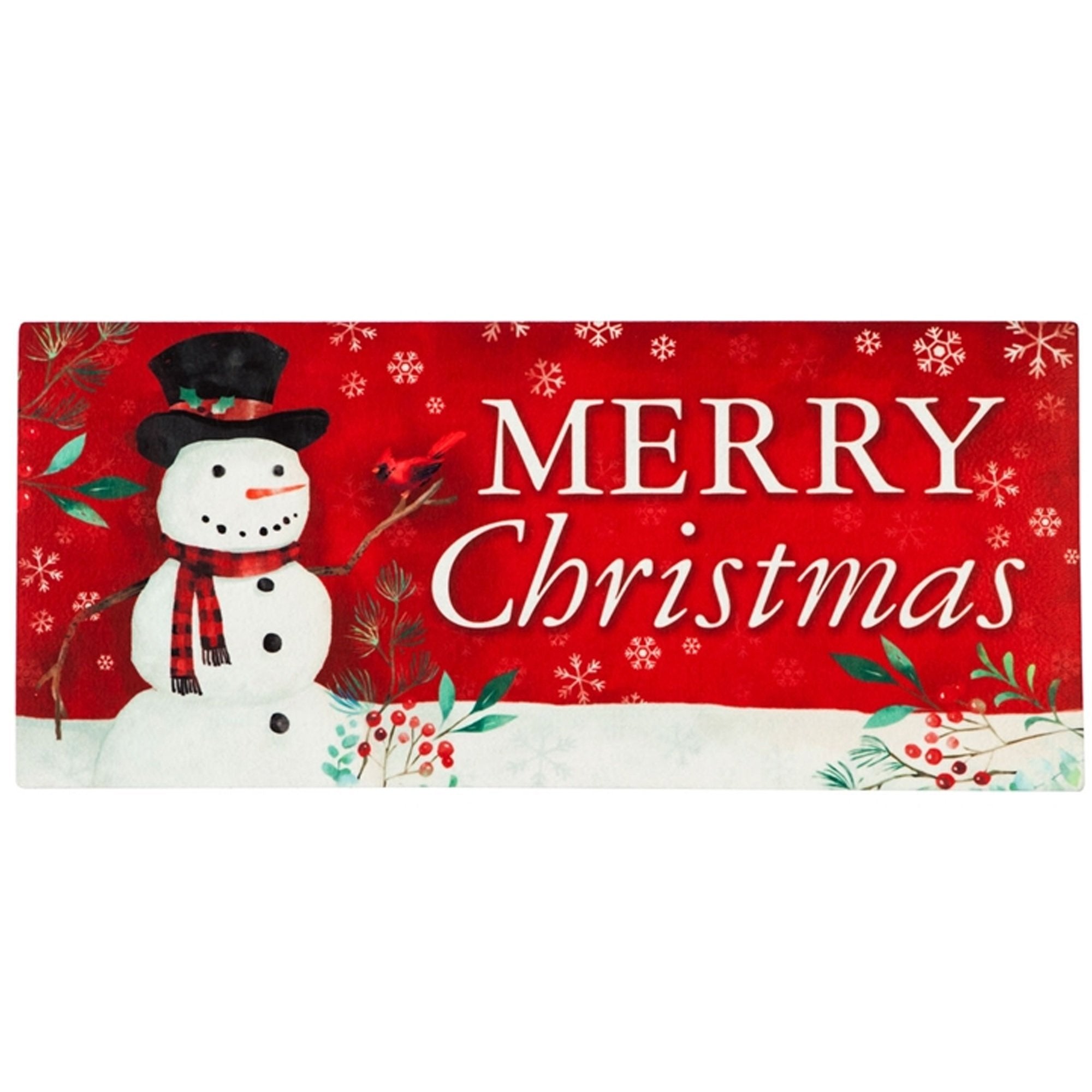 "Merry Christmas" Snowman Red Heritage Sassafras Mat Insert