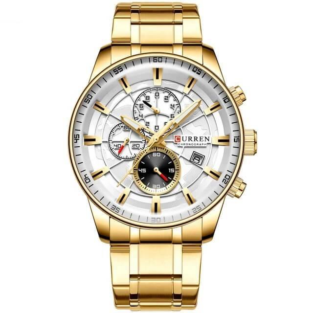 Chronograph Business Wristwatch Gold White