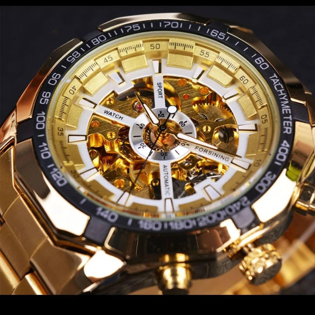 Classic Transparent Watches for Men gold white