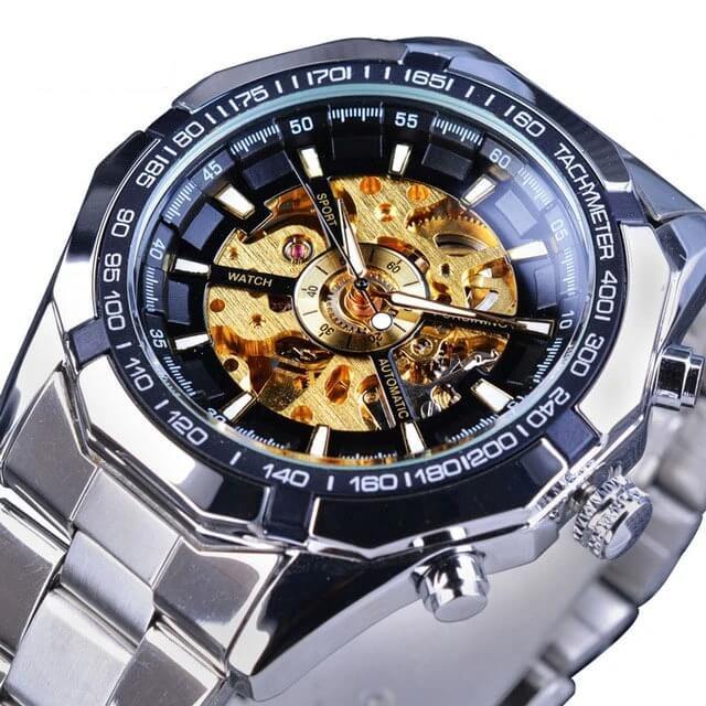 Classic Transparent Watches for Men silver gold