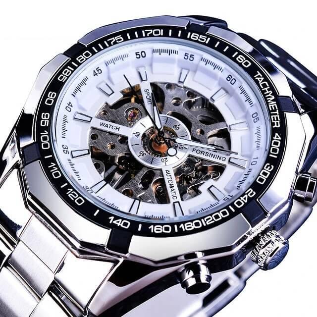 Classic Transparent Watches for Men silver white