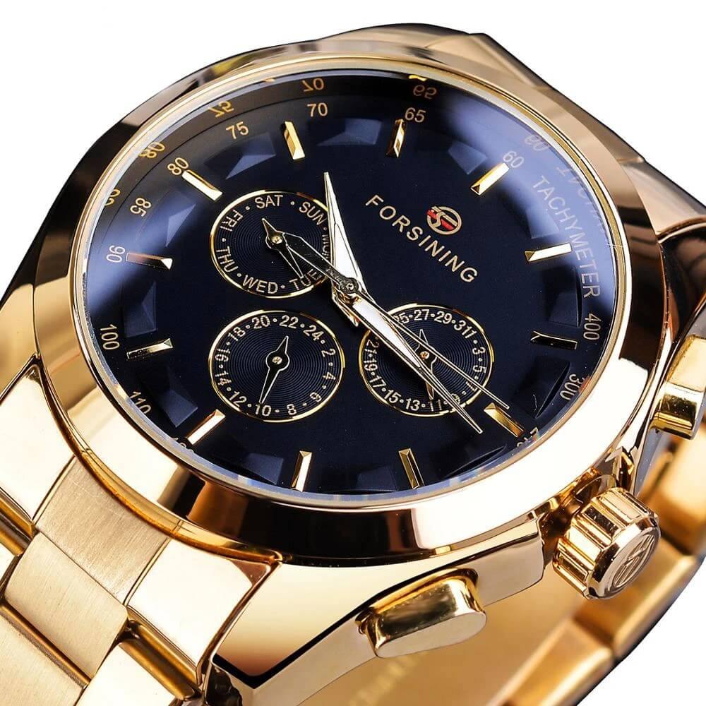 Day-Date Automatic Mechanical Watches For Men Black Gold