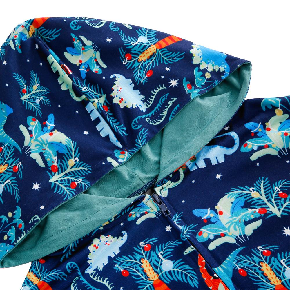 Dinosaur Print Series Blue Family One-piece Christmas Pajamas